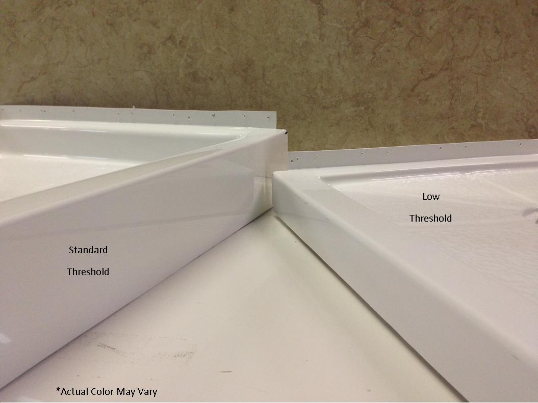 Low Threshold Shower Base compared to standard threshold